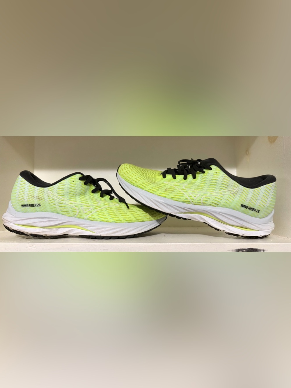 Mizuno Wave Rider 25 Neon Yellow Black Running Shoes